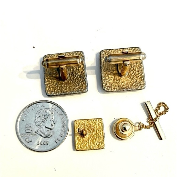 Vintage 60s Glass Dichroic Cuff Link Set - Picture 7 of 8